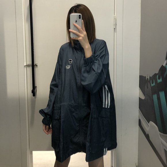Adidas Originals Three Stripes Long Windbreaker Jacket - Picture 3 of 11